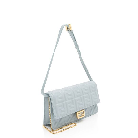 Fendi Embossed Leather FF Baguette Wallet on Chain - Picture 2 of 14